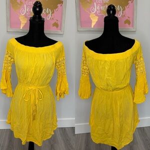 Mint of Blush Off the Shoulder Yellow Dress (S)